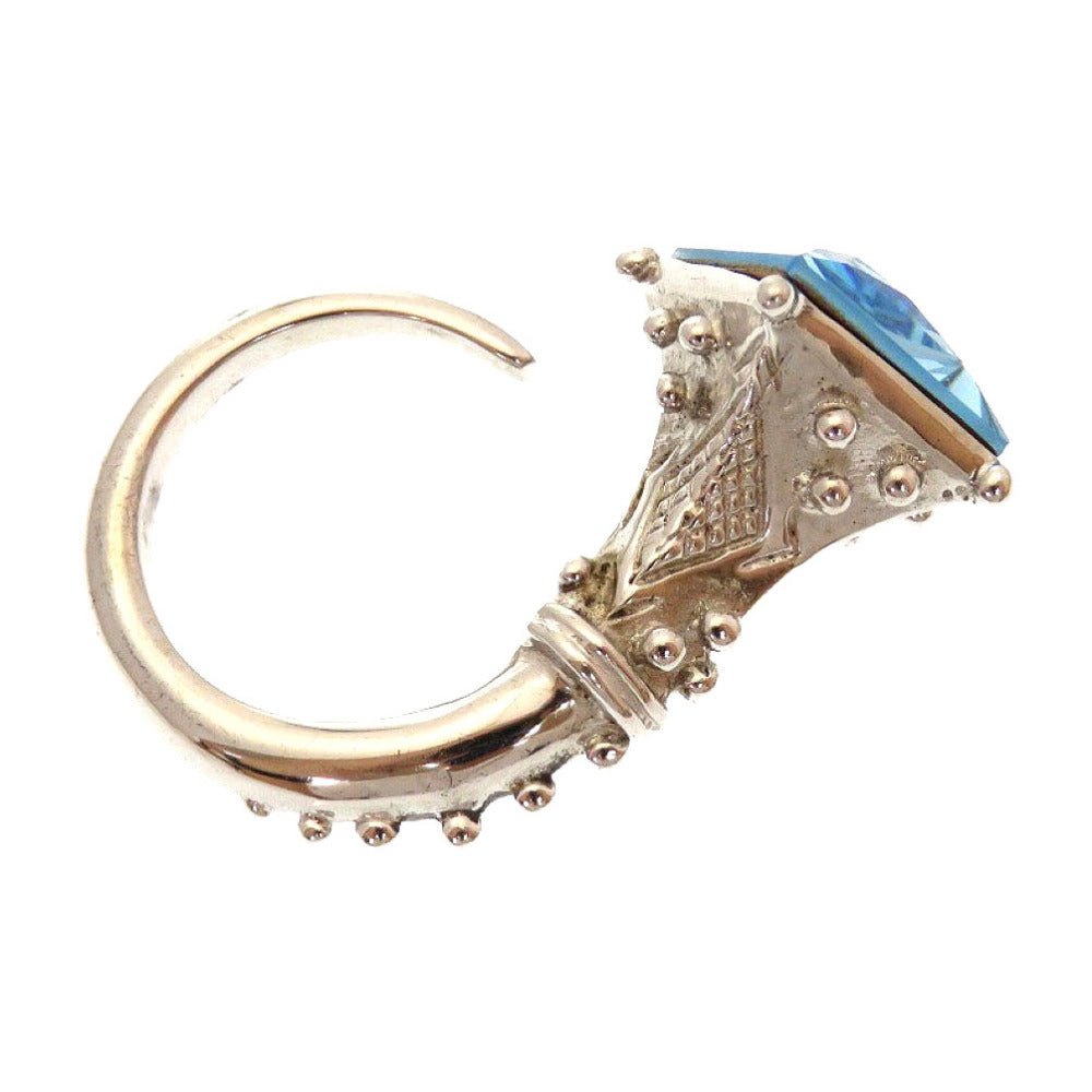 新品同様 ディオール ブルーストーン 13号 メタル ブルー 青 シルバー リング 0141【中古】Dior