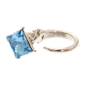 新品同様 ディオール ブルーストーン 13号 メタル ブルー 青 シルバー リング 0141【中古】Dior