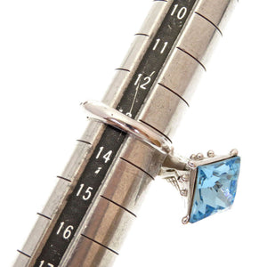 新品同様 ディオール ブルーストーン 13号 メタル ブルー 青 シルバー リング 0141【中古】Dior