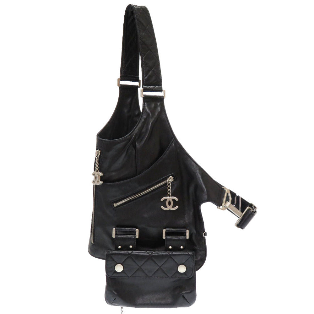 美品 シャネル ジャケットバッグ ラムスキン ブラック マトラッセ 8番台 ココマーク ボディバッグ 0031 【中古】 CHANEL