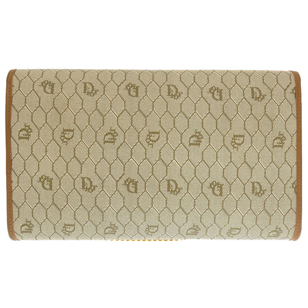 美品 クリスチャンディオール ヴィンテージ ロゴ ハニカム柄 PVC レザー ベージュ ブラウン 茶 チェーン ショルダーバッグ フラップバッグ 0060【中古】Christian Dior