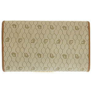 美品 クリスチャンディオール ヴィンテージ ロゴ ハニカム柄 PVC レザー ベージュ ブラウン 茶 チェーン ショルダーバッグ フラップバッグ 0060【中古】Christian Dior