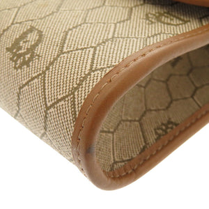 美品 クリスチャンディオール ヴィンテージ ロゴ ハニカム柄 PVC レザー ベージュ ブラウン 茶 チェーン ショルダーバッグ フラップバッグ 0060【中古】Christian Dior