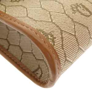 美品 クリスチャンディオール ヴィンテージ ロゴ ハニカム柄 PVC レザー ベージュ ブラウン 茶 チェーン ショルダーバッグ フラップバッグ 0060【中古】Christian Dior