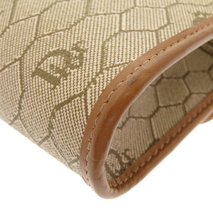 美品 クリスチャンディオール ヴィンテージ ロゴ ハニカム柄 PVC レザー ベージュ ブラウン 茶 チェーン ショルダーバッグ フラップバッグ 0060【中古】Christian Dior