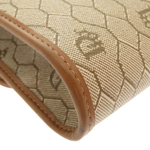 美品 クリスチャンディオール ヴィンテージ ロゴ ハニカム柄 PVC レザー ベージュ ブラウン 茶 チェーン ショルダーバッグ フラップバッグ 0060【中古】Christian Dior