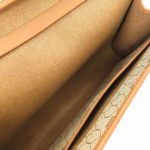 美品 クリスチャンディオール ヴィンテージ ロゴ ハニカム柄 PVC レザー ベージュ ブラウン 茶 チェーン ショルダーバッグ フラップバッグ 0060【中古】Christian Dior