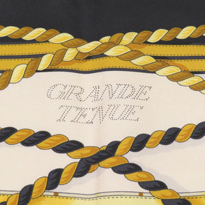 新品同様 エルメス カレウォッシュ90 礼装 ノワール クレーム ゴールド シルク スカーフ 0084 【中古】 HERMES カレ90