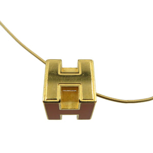 エルメス カージュドアッシュ Hキューブ メタル オレンジ ゴールド ネックレス 0112【中古】HERMES