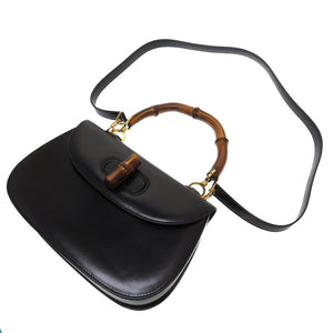 新品同様 グッチ バンブー ブラック 000 46 0633 ハンドバッグ バッグ 黒 0091 【中古】 GUCCI
