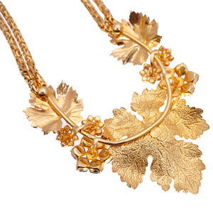 美品 ディオール ラインストーン ネックレス リーフモチーフ ヴィンテージ ゴールド アクセサリー 0013【中古】Dior レディース アンティーク