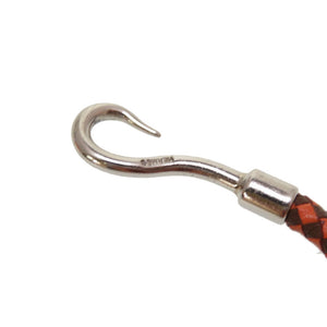 美品 エルメス ジャンボ 編み込み レザー ブラウン オレンジ シルバー 茶 ブレスレット 0059【中古】HERMES