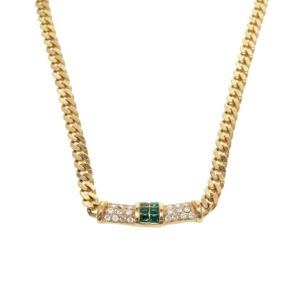 クリスチャンディオール メタル ゴールド ラインストーン グリーンストーン ネックレス 0063【中古】LOUIS VUITTON