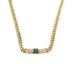 クリスチャンディオール メタル ゴールド ラインストーン グリーンストーン ネックレス 0063【中古】LOUIS VUITTON