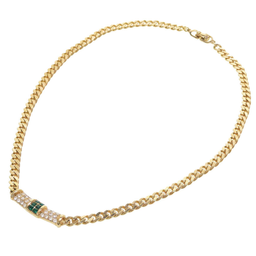 クリスチャンディオール メタル ゴールド ラインストーン グリーンストーン ネックレス 0063【中古】LOUIS VUITTON