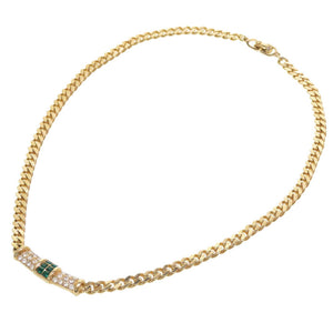 クリスチャンディオール メタル ゴールド ラインストーン グリーンストーン ネックレス 0063【中古】LOUIS VUITTON