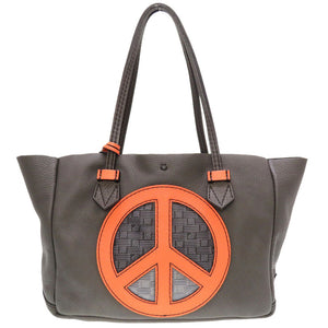 新品同様 モロー パリ ヴァンセンヌMM ピースマーク レザー グレー トートバッグ バッグ 0149 【中古】 MOREAU PARIS