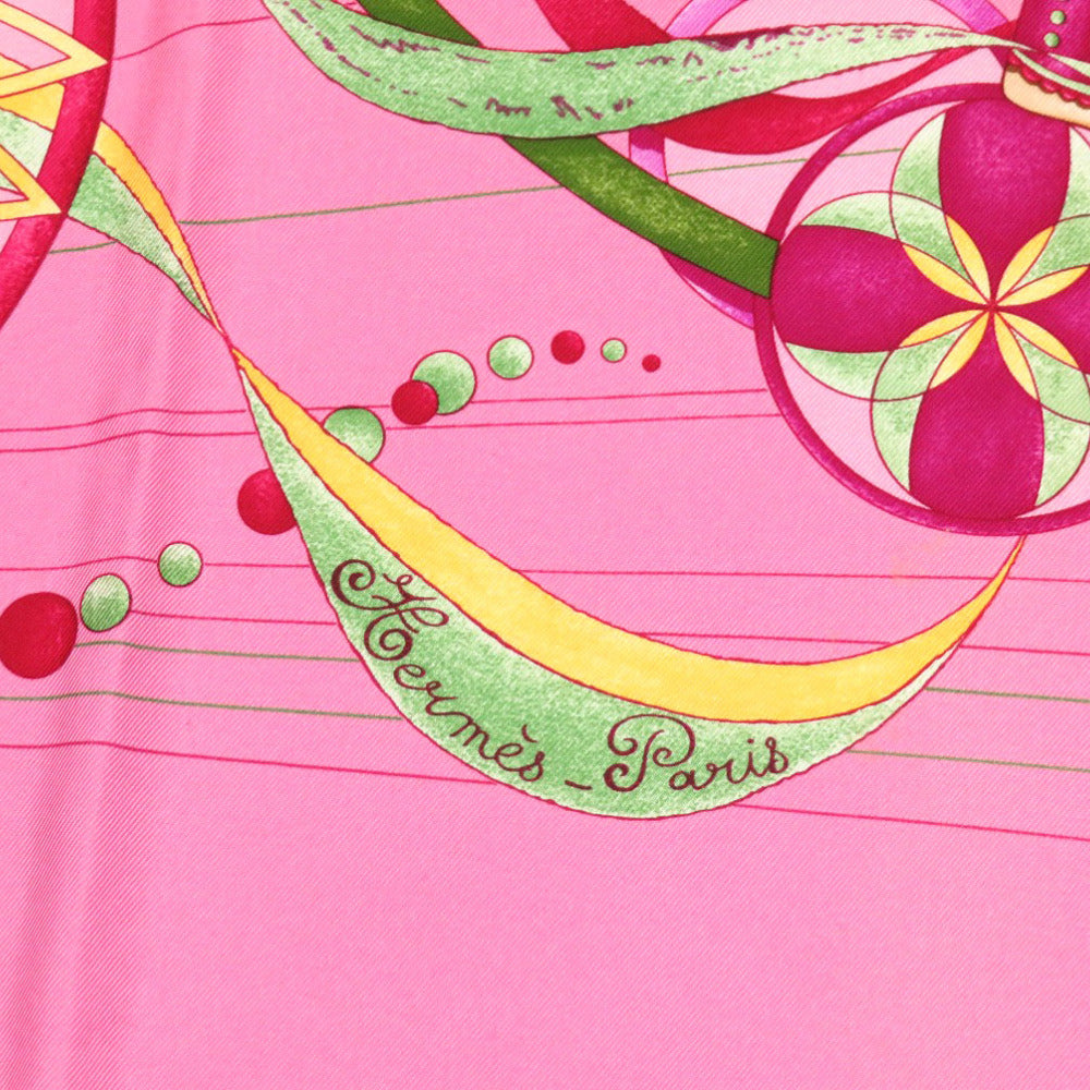 美品 エルメス カレ90 La Danse du Cosmos 宇宙のダンス シルク ピンク スカーフ 0153 【中古】 HERMES