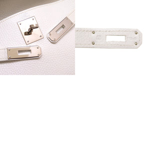 エルメス ケリー28 内縫い トリヨンクレマンス ホワイト シルバー金具 □J刻印 ハンドバッグ バッグ 白 0011 【中古】 HERMES