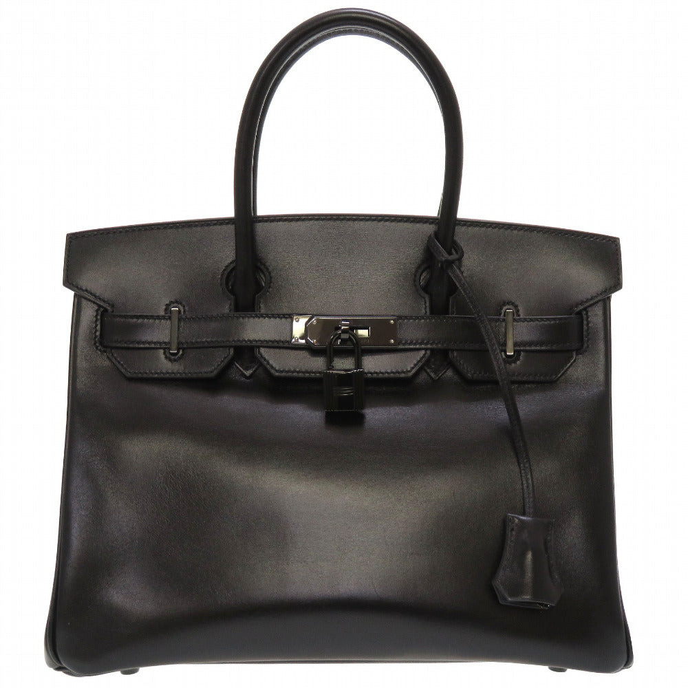 新品同様 エルメス バーキン30 ソーブラック ボックスカーフ ブラック □N刻印(2010年製) ハンドバッグ 黒 0014【中古】HERMES ソー ブラック SO-BLACK