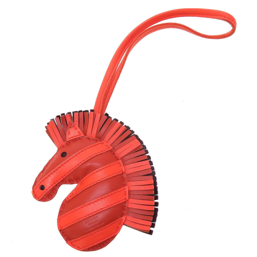 新品同様 エルメス ジージーサバンナ Z刻印(2021年製) アニューミロ オレンジポピー ルージュセリエ バッグチャーム キーホルダー 0056【中古】HERMES