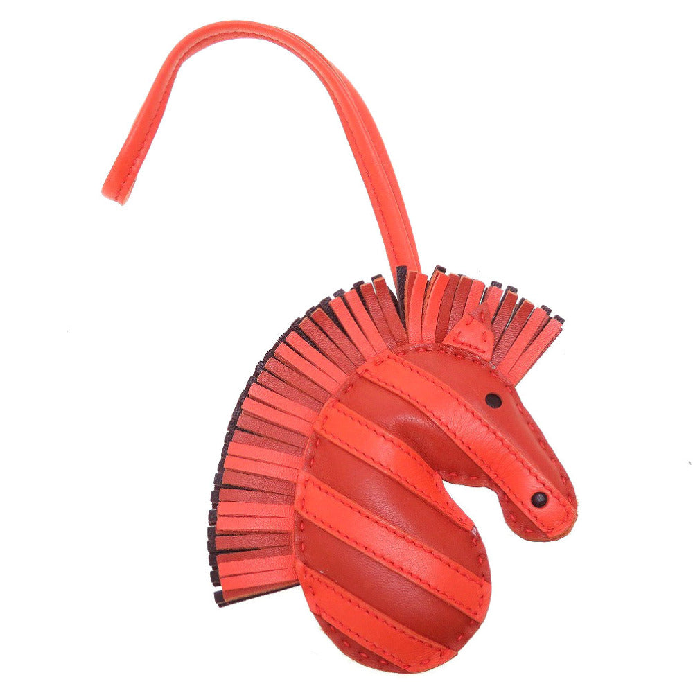 新品同様 エルメス ジージーサバンナ Z刻印(2021年製) アニューミロ オレンジポピー ルージュセリエ バッグチャーム キーホルダー 0056【中古】HERMES