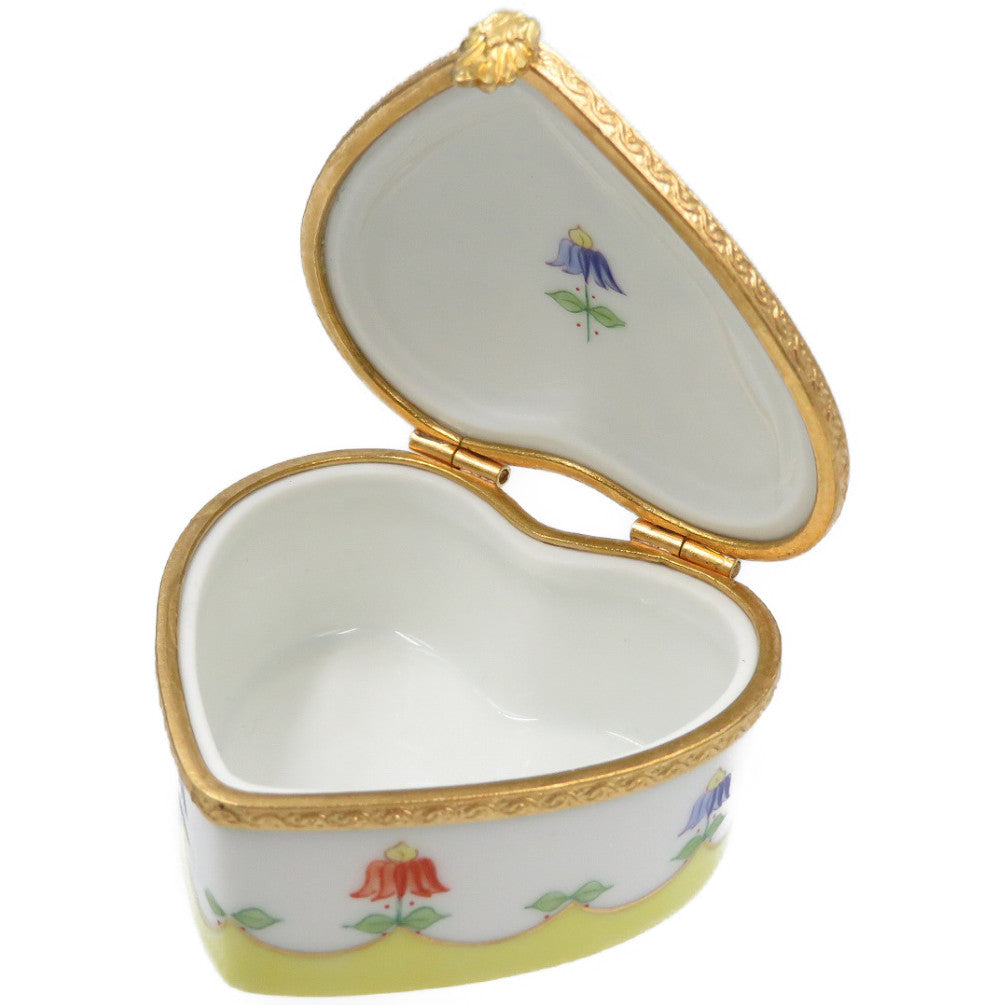 新品同様 ティファニー ヴィンテージ ハートシェイプ フラワー 陶器 GP イエロー ホワイト アクセサリー入れ 小物入れ 0116【中古】TIFFANY&Co.