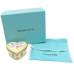 新品同様 ティファニー ヴィンテージ ハートシェイプ フラワー 陶器 GP イエロー ホワイト アクセサリー入れ 小物入れ 0116【中古】TIFFANY&Co.