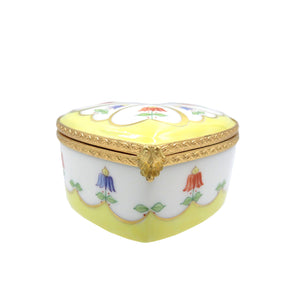 新品同様 ティファニー ヴィンテージ ハートシェイプ フラワー 陶器 GP イエロー ホワイト アクセサリー入れ 小物入れ 0116【中古】TIFFANY&Co.