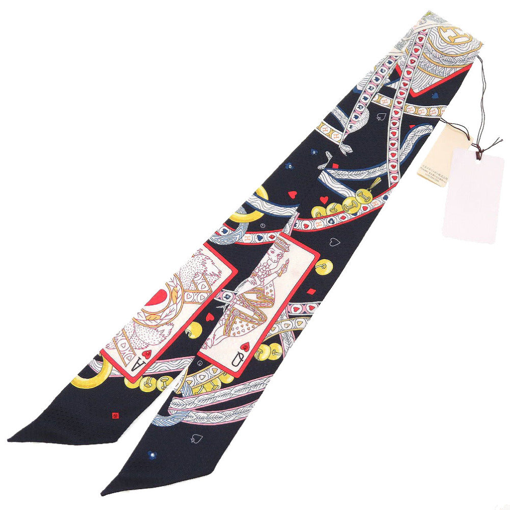 未使用 エルメス ツイリー ビジュー ピケ ハートのクイーン DAME DE COEUR シルク ブラック レッド 黒 赤 スカーフ 0126【中古】HERMES