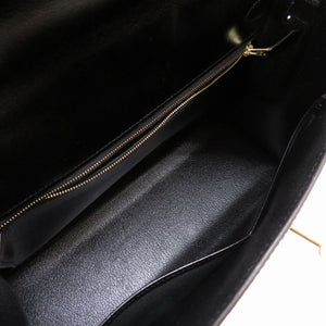 新品同様 エルメス ケリー32 外縫い ボックスカーフ ブラック ゴールド金具 □H刻印 ハンドバッグ バッグ 黒 0020 【中古】 HERMES