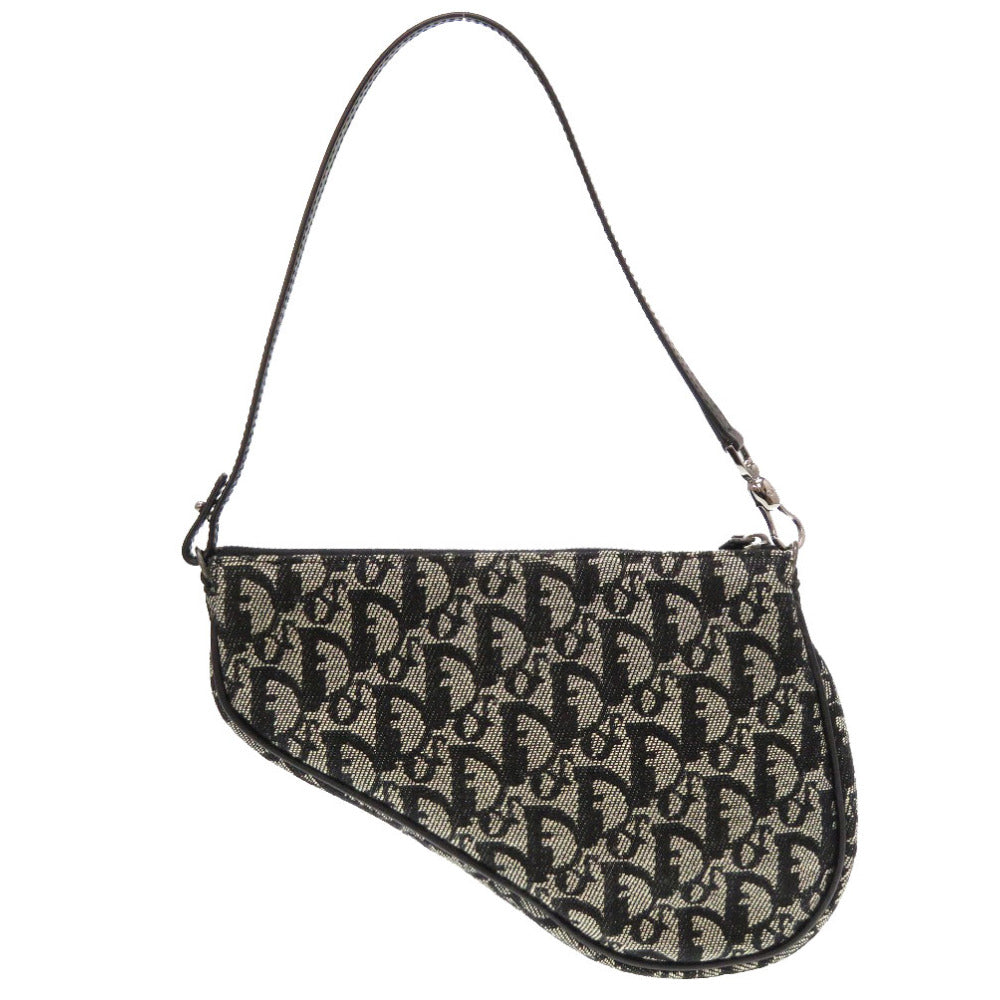 新品同様 クリスチャン ディオール サドルポーチ トロッター キャンバス ブラック ポーチ ハンドバッグ 黒 0029 【中古】 Christian Dior