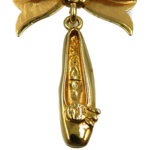 美品 セリーヌ リボン パンプス メタル ゴールド ネックレス 0049【中古】CELINE