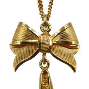 美品 セリーヌ リボン パンプス メタル ゴールド ネックレス 0049【中古】CELINE