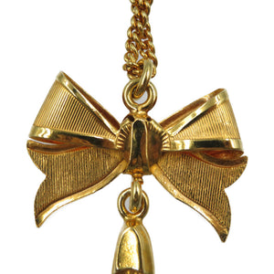 美品 セリーヌ リボン パンプス メタル ゴールド ネックレス 0049【中古】CELINE