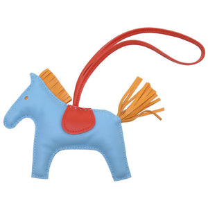 新品同様 エルメス ロデオMM A刻印(2017年製) アニューミロ セレステ コーネリアン ブトンドール キーホルダー バッグチャーム 0067 【中古】 HERMES ロデオチャーム