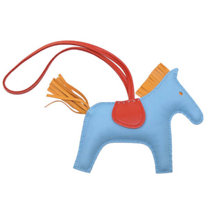 新品同様 エルメス ロデオMM A刻印(2017年製) アニューミロ セレステ コーネリアン ブトンドール キーホルダー バッグチャーム 0067 【中古】 HERMES ロデオチャーム