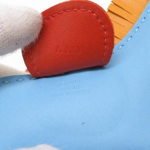 新品同様 エルメス ロデオMM A刻印(2017年製) アニューミロ セレステ コーネリアン ブトンドール キーホルダー バッグチャーム 0067 【中古】 HERMES ロデオチャーム