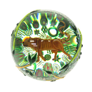 未使用 サンルイ ペーパーウェイト トラ 虎 ガラス クリア グリーン オブジェ 0072 【中古】 SAINT LOUIS