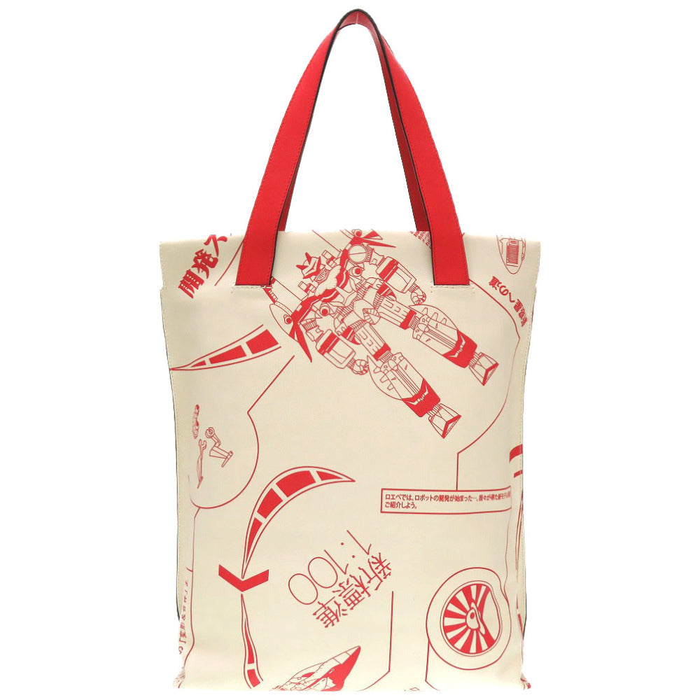 新品同様 ロエベ × ガンダム レザー アイボリー レッド ショッパーバッグ トートバッグ バッグ 赤 0060 【中古】 LOEWE