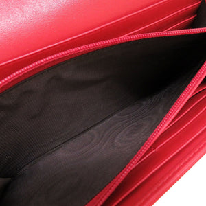 新品同様 グッチ 453390 GGエンボス レザー レッド 赤 2つ折り長財布 財布 0076【中古】GUCCI