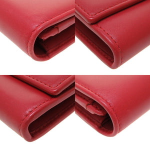 新品同様 グッチ 453390 GGエンボス レザー レッド 赤 2つ折り長財布 財布 0076【中古】GUCCI