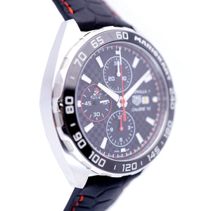 新品同様 タグホイヤー フォーミュラ1 マリオカート クロノグラフ CAZ201E.FC6517 自動巻き 腕時計 SS/型押しレザー ブラック 黒文字盤 0102【中古】TAG HEUER メンズ