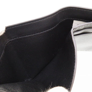 新品同様 ボッテガヴェネタ イントレチャート コンパクトウォレット レザー ブラック 黒 3つ折り財布 財布 0125【中古】BOTTEGA VENETA