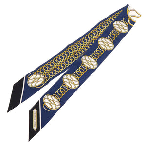 美品 エルメス Lift Profile リフト プロフィール スカーフ シルク ネイビー スカーフ 紺 0129 【中古】 HERMES