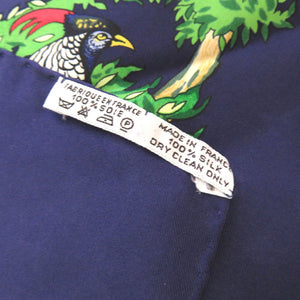 エルメス カレ90 SICHLIAN シチリアの動物 四川省 シルク ネイビー スカーフ 紺 0133 【中古】 HERMES