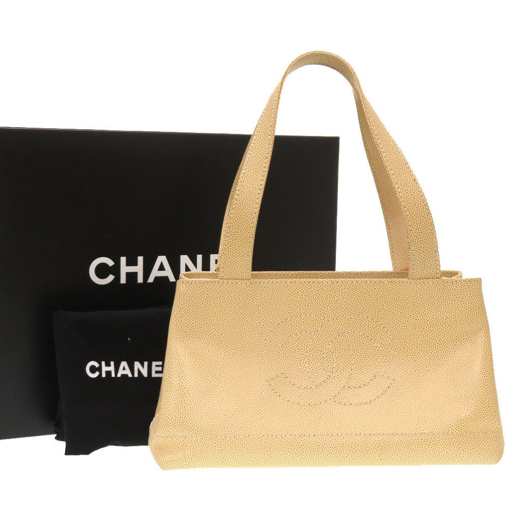 美品 シャネル キャビアスキン ベージュ 7番台 ココマーク トートバッグ バッグ 0005 【中古】 CHANEL