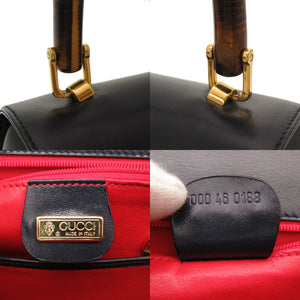 グッチ バンブー レザー ネイビー 000 46 0188 2WAY ハンドバッグ バッグ 紺 0043 【中古】 GUCCI