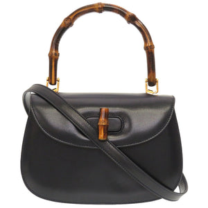 グッチ バンブー レザー ネイビー 000 46 0188 2WAY ハンドバッグ バッグ 紺 0043 【中古】 GUCCI