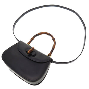 グッチ バンブー レザー ネイビー 000 46 0188 2WAY ハンドバッグ バッグ 紺 0043 【中古】 GUCCI